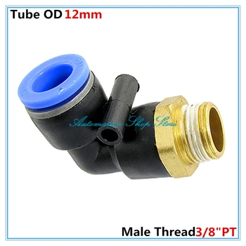 

5Pcs Hole diameter 12mm x 3/8"PT Male Thread 90 Degree Quick Fitting Joint Air Pipe Pneumatic Fittings PL12-03