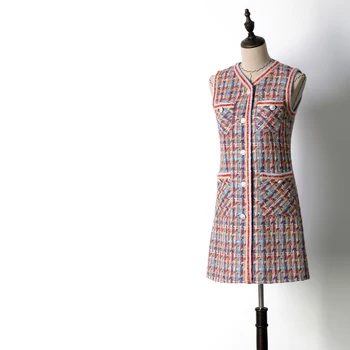 

New [MJ8717054] 2018 dress Small fragrant wind wool tweed heavy duty vest