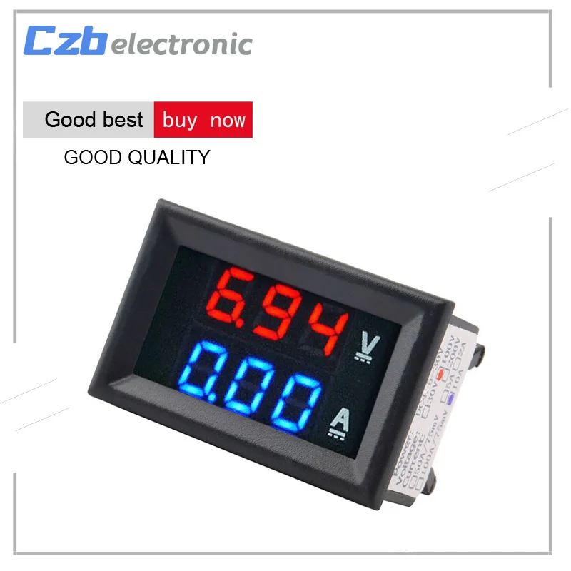 

Voltmeter Ammeter DC 100V 10A Blue + Red LED Panel Amp Dual Digital Volt Meter Gauge