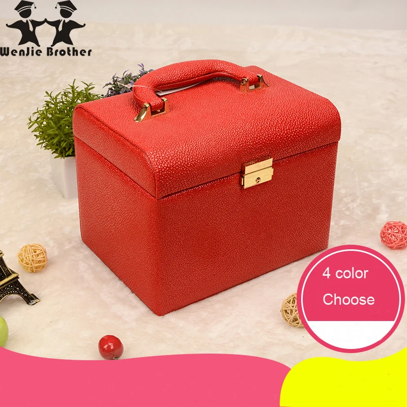 

wenjie brother2017 hot selling Make up Box with mirror Makeup Case Beauty Case Cosmetic Bag Lockable Jewelry Box for ladys gift