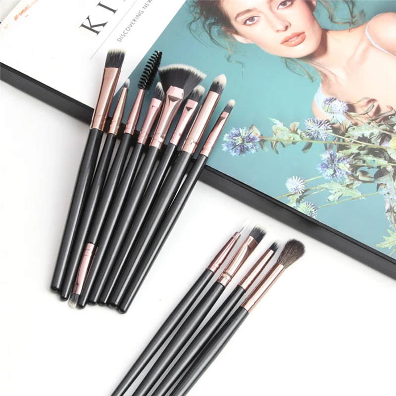 

Dropship Portable 12 Pcs/set Makeup Brush Nylon Fiber Eye Shadow Brush Cosmetics Tool Wave Blending Brush Plastic Brush Handle