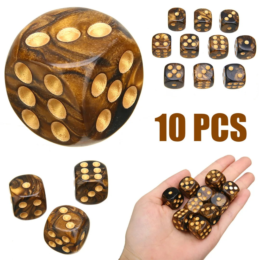 Brand New 10Pcs/set Mixed Colore Retro Dice 16mm Six Sided Game Dice Casino Craps Games Dice Set Droshipping