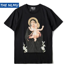 Мужские футболки с принтом крестной матери, уличная футболка с круглым вырезом, Летние черные футболки в стиле хип-хоп, мужские футболки HA156