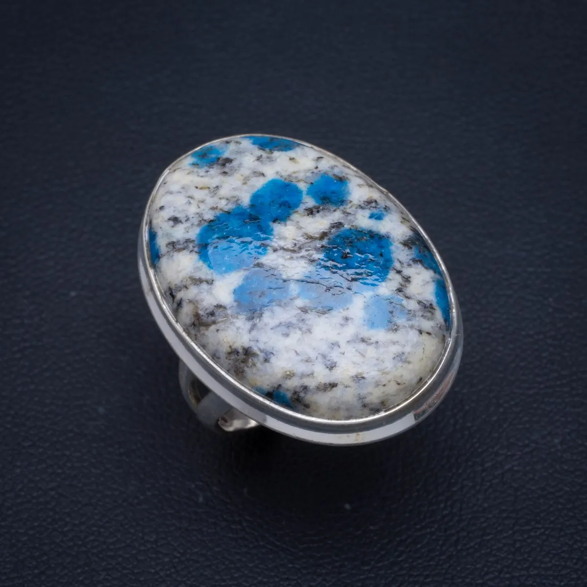 

Natural K2 Azurite Handmade Unique 925 Sterling Silver Ring 7.5 B1099