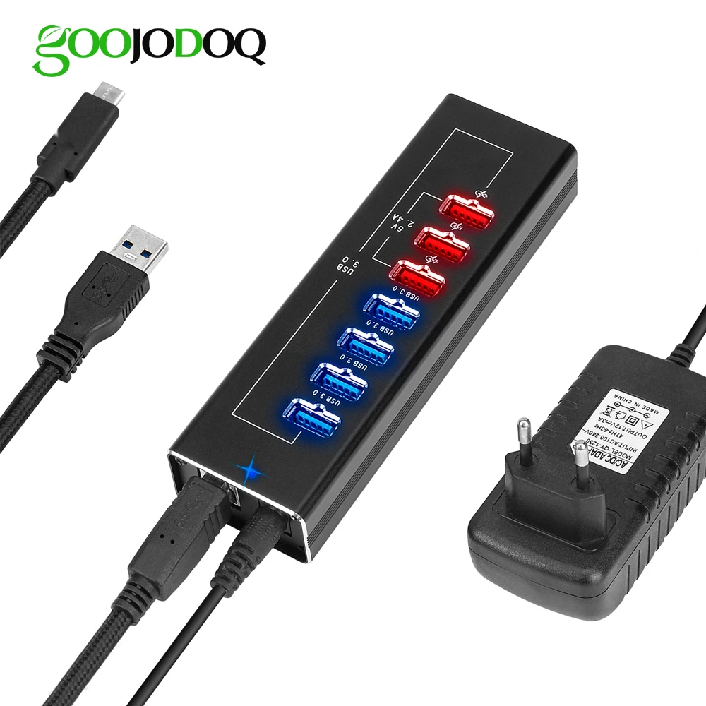 7 Порты и разъёмы док станция USB 3 0/Тип C концентратор Мощность адаптер 12В 3A смарт