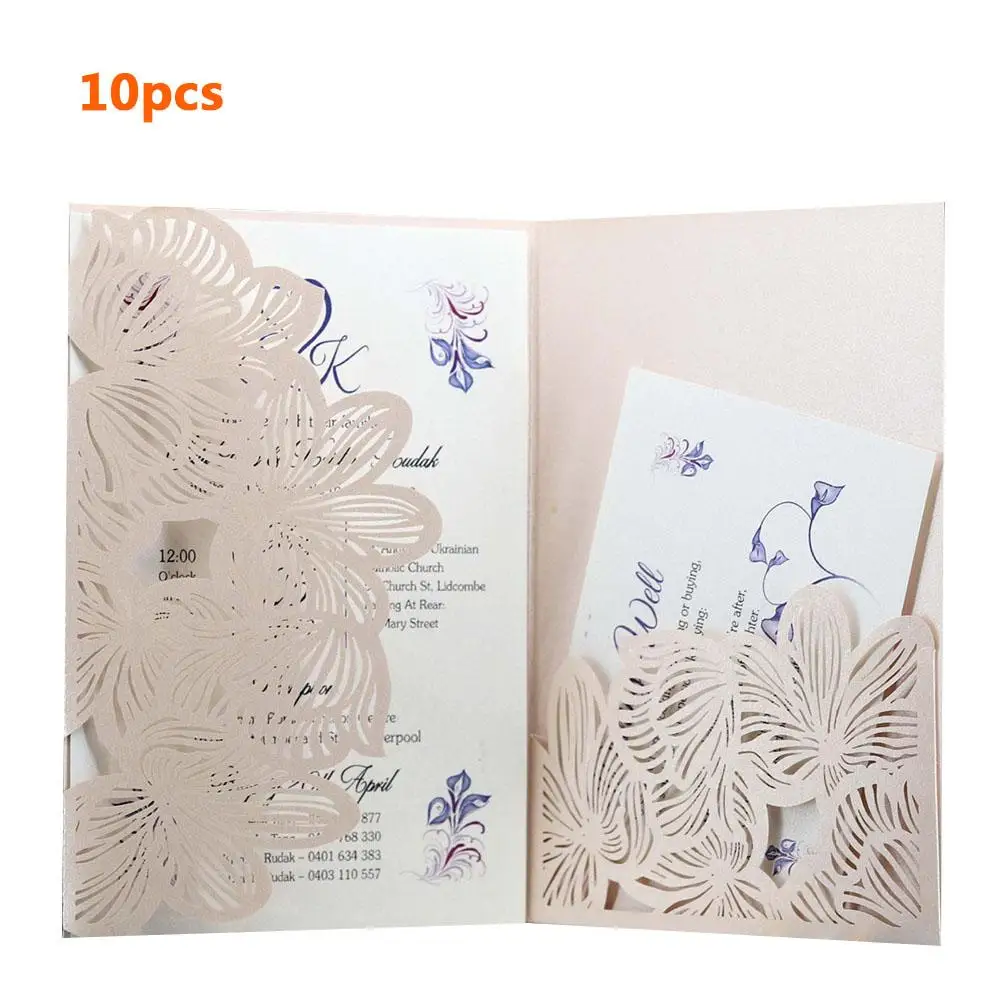  10pcs Holiday Wedding Invitation Laser Hollow Invitation Bag-shaped Business Invitation Card For We - 33027678637