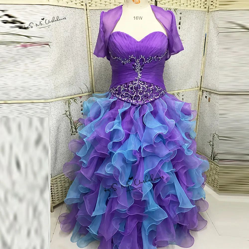 purple blue quinceanera dresses