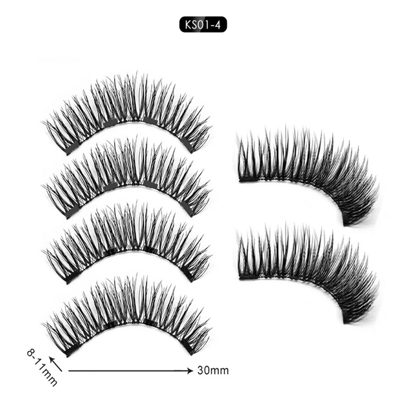 New 2 Pair 4 Magnetic False Eyelashes natural 3D Reusable magnets handmade magnetic lashes natural Mink eyelashes magnet lash