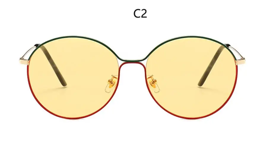 Роскошные брендовые большие круглые солнцезащитные очки, женские полые металлические дизайнерские солнцезащитные очки, модные градиентные солнцезащитные очки для мужчин, мужские UV400 - Цвет линз: yellow