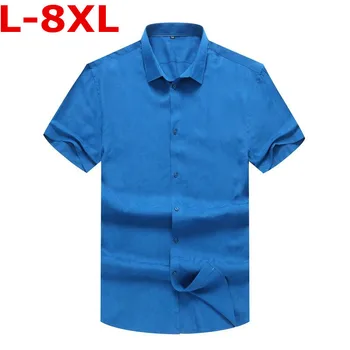 

new Plus size 9XL 8XL 7XL 5XL 4X New fashion shirt men brand clothing printed shirt male top quality stretch short summer shirt