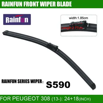

RAINFUN S590 24+18 INCH dedicated car wiper blade for Peugeot 308 MK2(13-) & FOR PEUGEOT 308 SW ESTATE(14-), WINDSCREEN WIPER