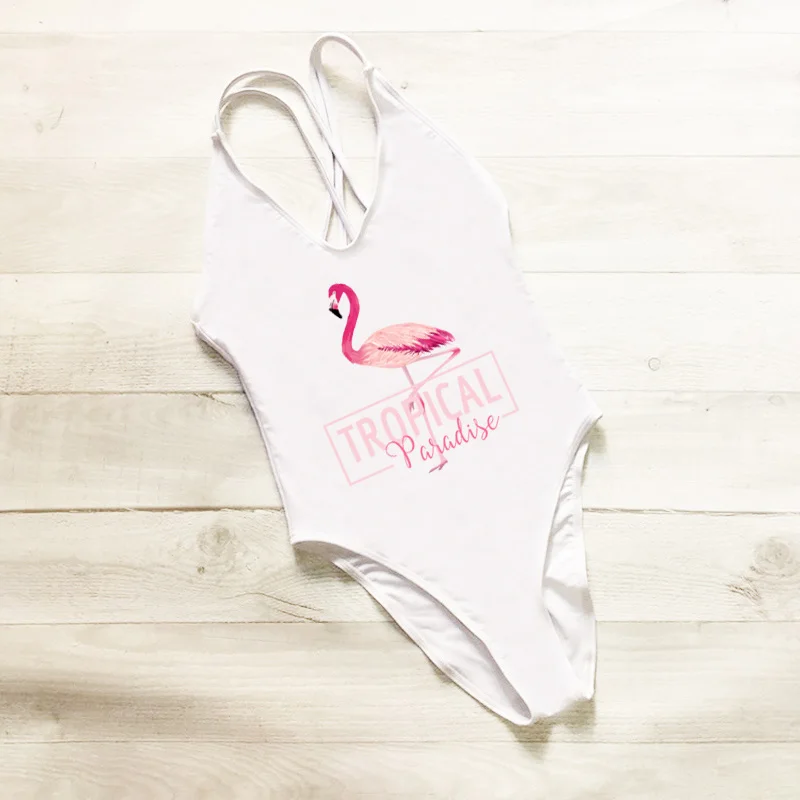 Женский купальник с принтом фламинго, слитный купальник с перекрестной спинкой, монокини, сексуальный боди mayo, красный купальный костюм, maillot de bain femme