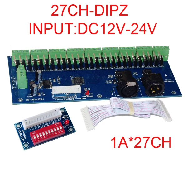 best price 1pcs DMX-27CH-DIPZ led decoder DMX512 XRL 3P led controller dimmer,drive 1A*27CH DC12V-24V for RGB led strip lights best price 1pcs DMX-27CH-DIPZ led decoder DMX512 XRL 3P led controller dimmer,drive 1A*27CH DC12V-24V for RGB led strip lights