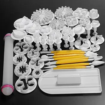 

46pcs Fondant Sugarcraft Cake Decorating Plunger Cutters Mold Icing Mould Tools