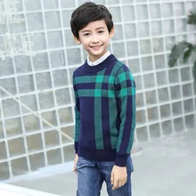 Зимняя одежда из хлопка свитер для мальчиков пуловер с круглым вырезом Детская одежда Детский свитер зимний теплый