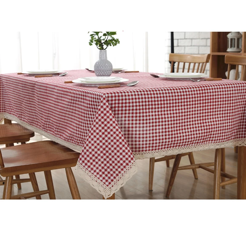 

Cotton and linen tablecloth cloth pastoral lattice rectangular cup table cover Japanese-style Nordi manteles mantel nappes