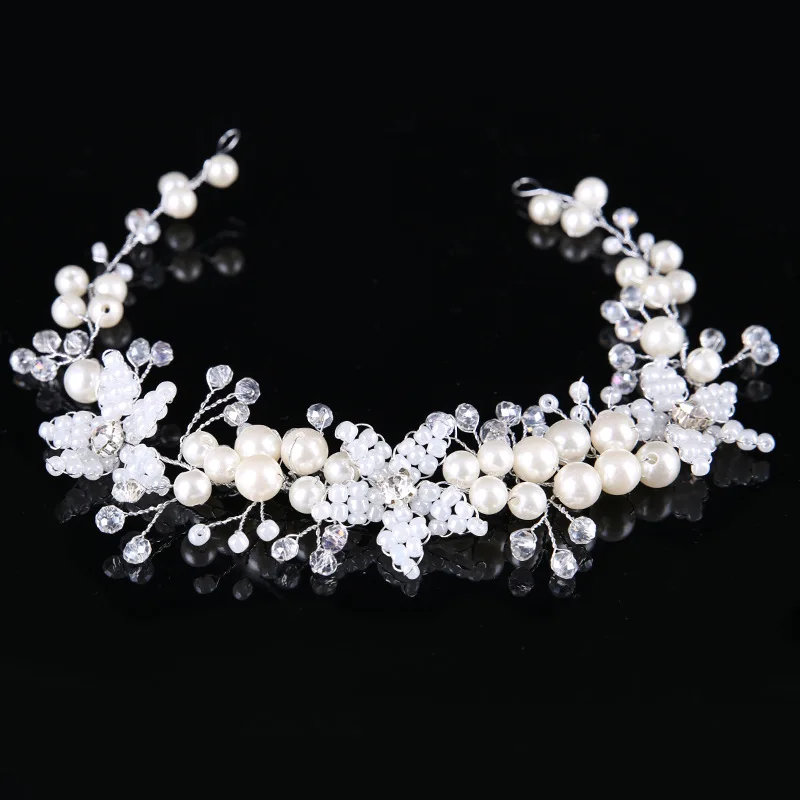 Dower me Handmade Beaded Flower font b Wedding b font Headband Hair Vine Gold Silver Bridal