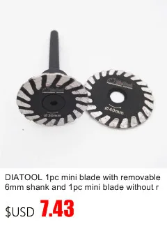 DIATOOL 2 pcs 75mm Hot pressed mini turbo diamond engraving saw blades with removable M14  flange