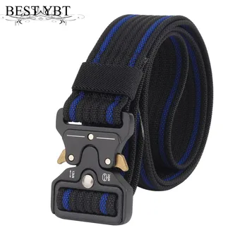 

Best YBT Unisex belt Quick release Alloy Insert buckle stripe Nylon Men belt Multifunction casual Men cowboy sport belt
