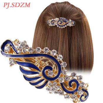 

PJ.SDZM Horsetail Headwear Tassel Crystal Hair Clip Luxury Rhinestone Hairpins Girl Fashion Barrettes Drop Oil Hair Accessory