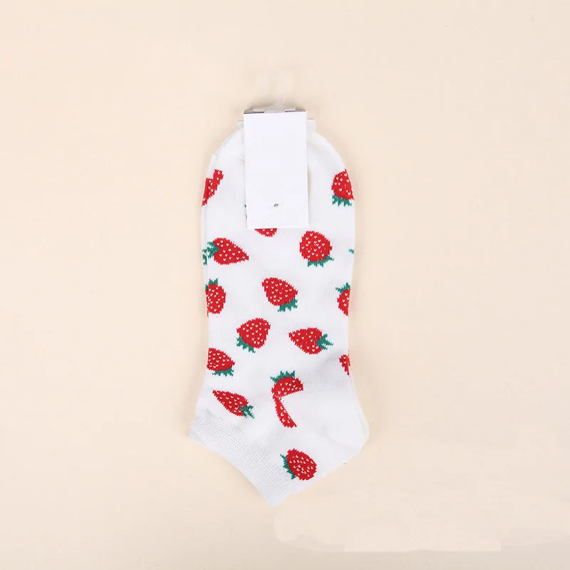[WPLOIKJD]Personality Fashion Comfort Fruit Socks Women Casual Fruit Watermelon Strawberry Cherry Short Socks