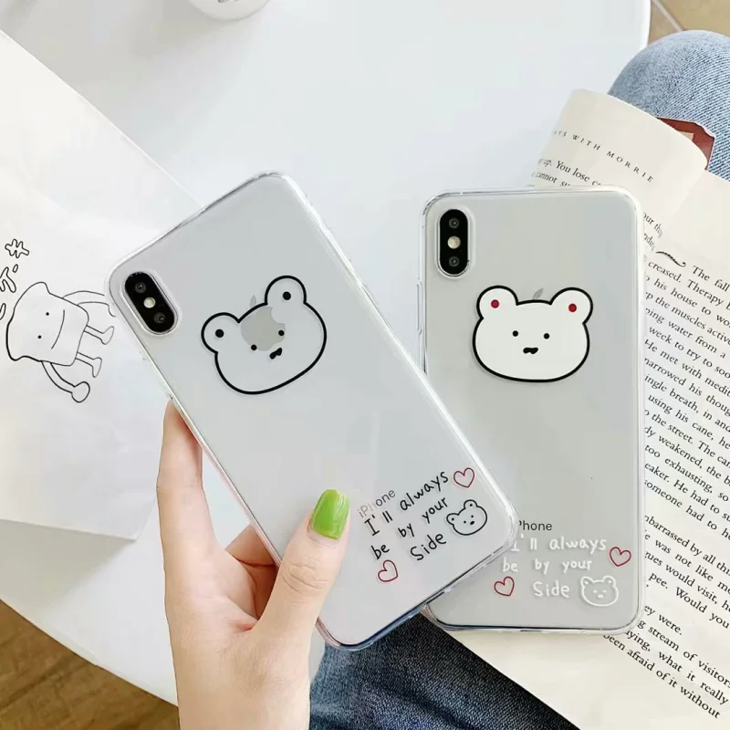 

Transparent Love Heart Bear Silicon Case For iPhone 6 S 7 8 Plus XS Max Cartoon Soft TPU Phone Cases Cover For iPhone XR X