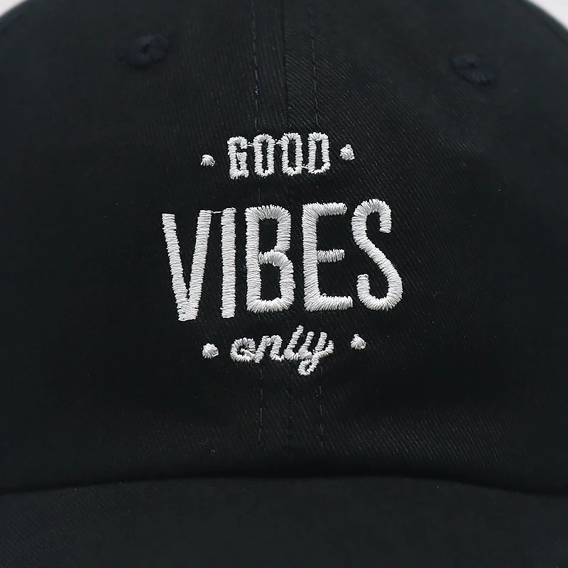 Бейсболка с вышивкой GOOD VIBES ONLY 100% хлопок модная бейсболка для папы новинка черные