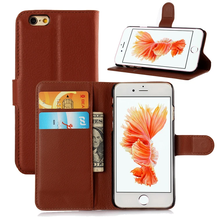

Luxury PU Leather Case Wallet Book Cover For iPhone 6 6S Credit Card Slot Phone Shell Full Protect Flip Cover Capa Fashion Brown