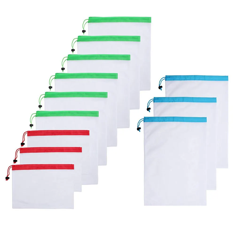 

1PC Reusable Produce Mesh Bags Rope Vegetable Toys Storage Pouch Fruit & Grocery Bags Mesh Storage Bag Shopping Bag