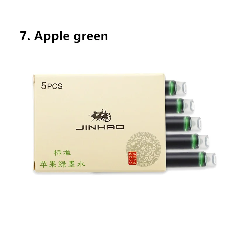 5 шт. чернильный картридж для перьевая ручка Jinhao универсальные чернила Канцтовары офисный школьный аксессуары FB294 - Цвет: apple green