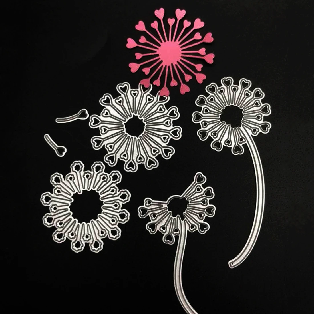 scrapbooking heart dandelion flower border metal cutting