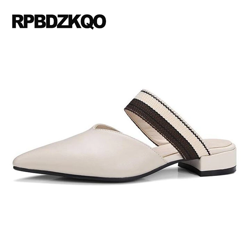 Мюли женские на квадратном каблуке босоножки в стиле ретро заостренный носок