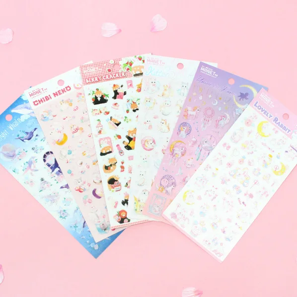 1 шт/1 лот Kawaii канцелярские наклейки глубокий розовый Кот дневник планировщик