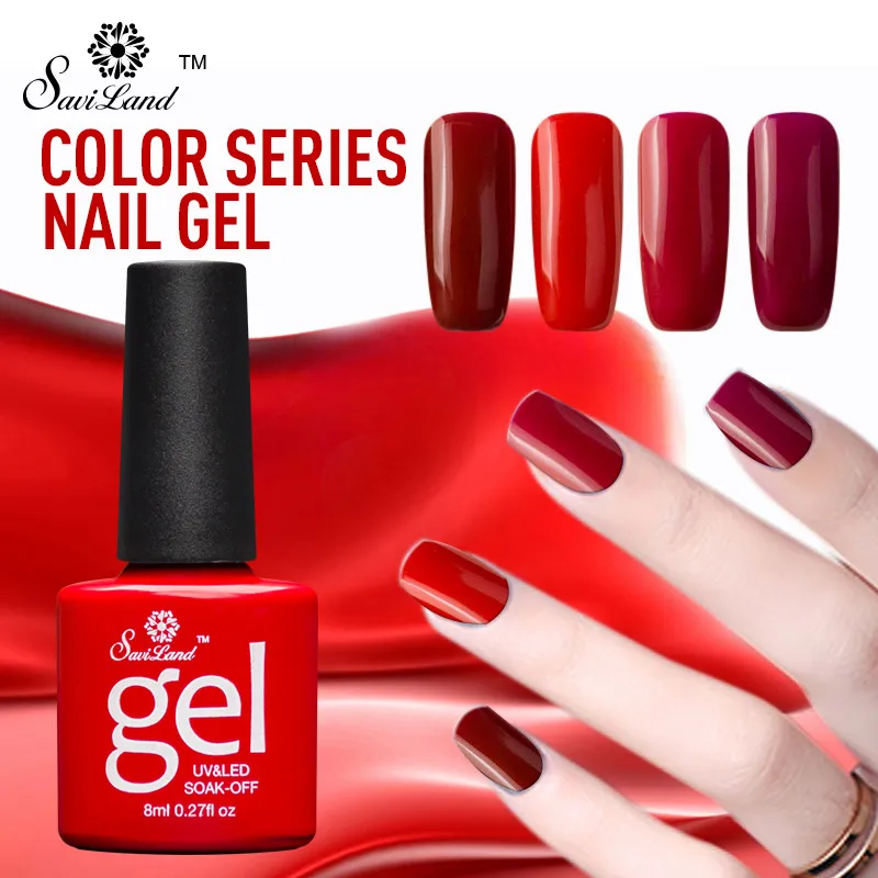 

Saviland 1pcs Red Series Nail Gel Polish Soak Off Classic UV Gel Lak Glitter Semi Permanent Nail Gel Lacquer