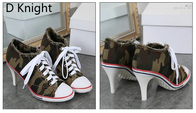 High Quality New 2018 Women's Shoes Denim High Heels Spring Summer Canvas Shoes Hot Sale Roma style Women Pumps Large Size 34-40 (8)