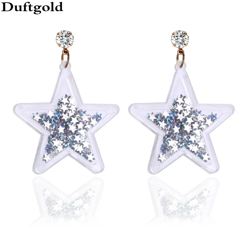 

2019 New Crystal Glitter Earrings for Women Fashion Acrylic Star Earrings Dangle Jewelry Pendientes Mujer Boucle D'oreille Femme