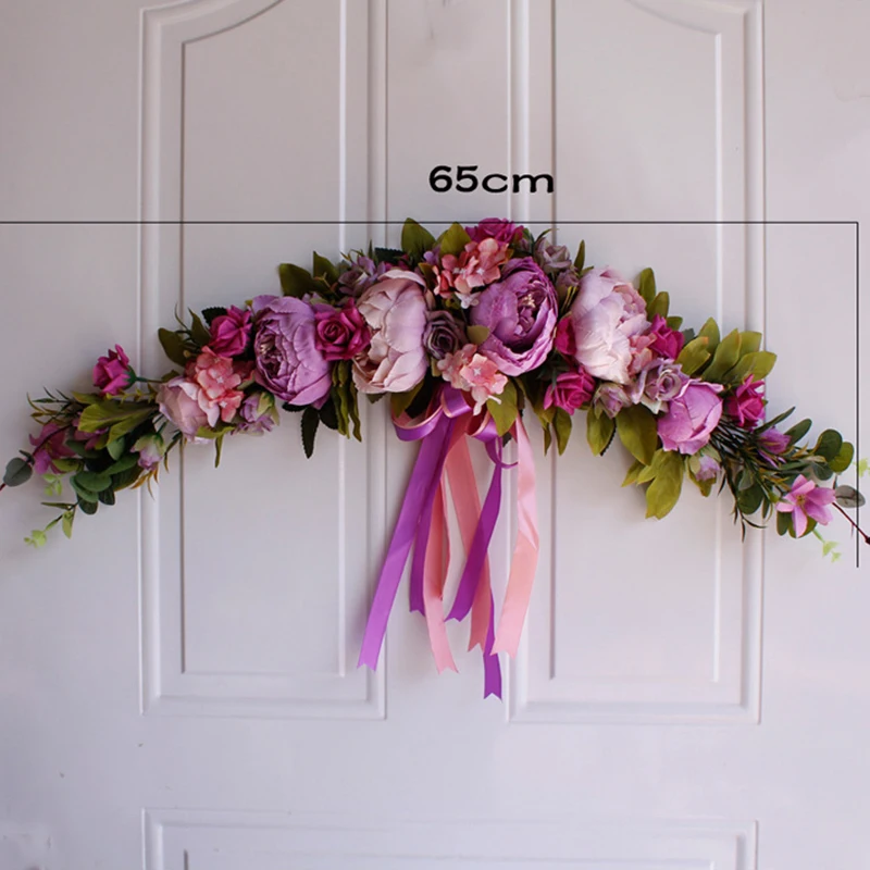 Christmas Silk Peony Rose Artificial Flowers Wreath Door High Quality Artificial Garland For Wedding decoration Home Party Decor