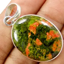 Эксклюзивное ручной работы унакитовая подвеска Серебро 925 пробы украшения тонкий УФ-фильтр 49 мм с 15,8 г, AP0403