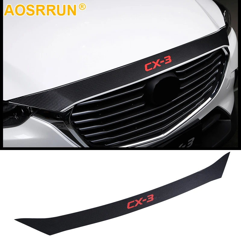 car styling Carbon fiber lines in front of the hood Car Accessories For Mazda CX 3