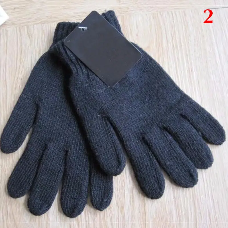 1 пара, модные зимние мужские перчатки, повседневные Теплые Вязаные рукавички пэчворк, жаккардовые однотонные перчатки для вождения, свободный размер - Цвет: Синий