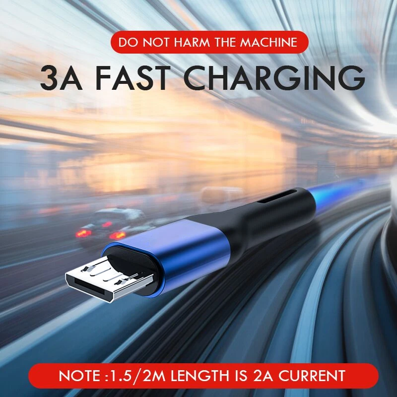 BCUYRS 3A المصغّر usb كابل شحن سريع لل Xiaomi Redmi ملاحظة 5 برو شاحن هاتف محمول يعمل بنظام تشغيل أندرويد كابل بيانات لسامسونج S7 مايكرو شاحن
