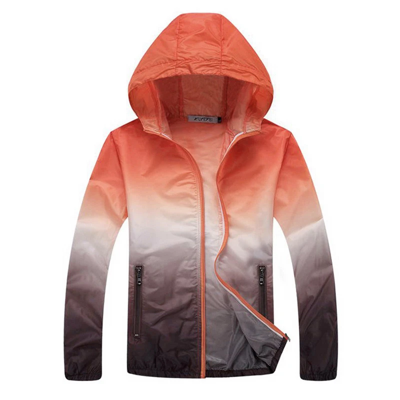 2019 Hot Outdoor Running Jackets Gradient Print For Women Men Thin Skin Sports Coat Hooded Cardigan Quick Dry Sun Protection