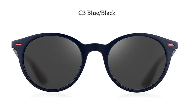C3 black blue Круглые поляризованные женские очки для вождения автомобиля очки Классические брендовые дизайнерские темные очки мужские круглые очки Роскошные женские очки UV400 - Цвет линз: C3 black blue