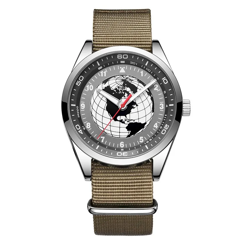 50 метров водонепроницаемые мужские спортивные часы Топ люксовый бренд кварцевые наручные часы для мужчин Модный чехол из сплава материалов нейлоновый ремень часы - Цвет: silver-brown
