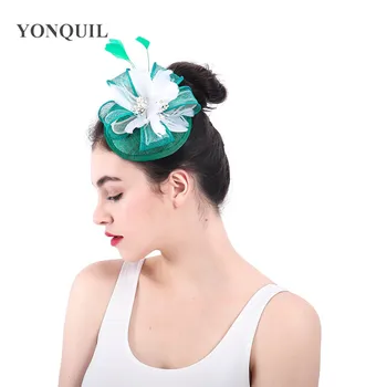 

Green sinamay feathers hat fascinator hair accessories women kentucky derby party headwear event occasion Multiple colors