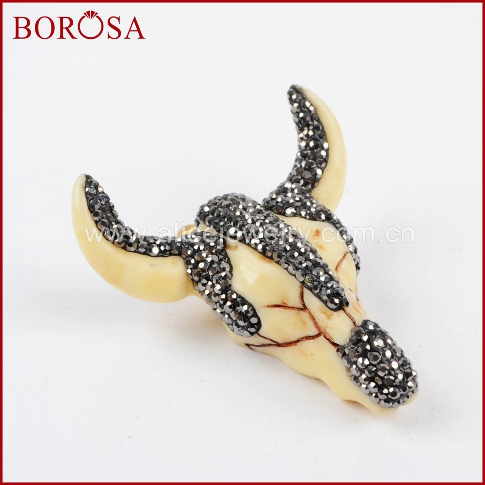 BOROSA 1 шт. кулон головы буйвола крупного рогатого скота Стразы Смолы Головы Быка