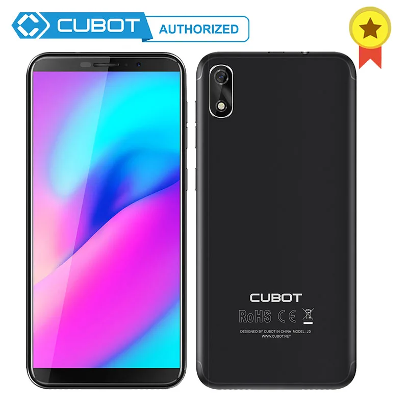 

Original Cubot J3 18:9 5.0'' Display Android Go Face ID MT6580 Quad Core 1GB RAM 16GB ROM Cellphone Dual Cameras Mobile Phone 3G