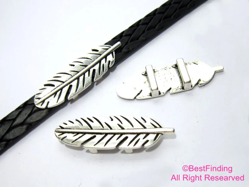 

10x2mm Flat feather tube 10mm Flat leather findings Feather slider FT01