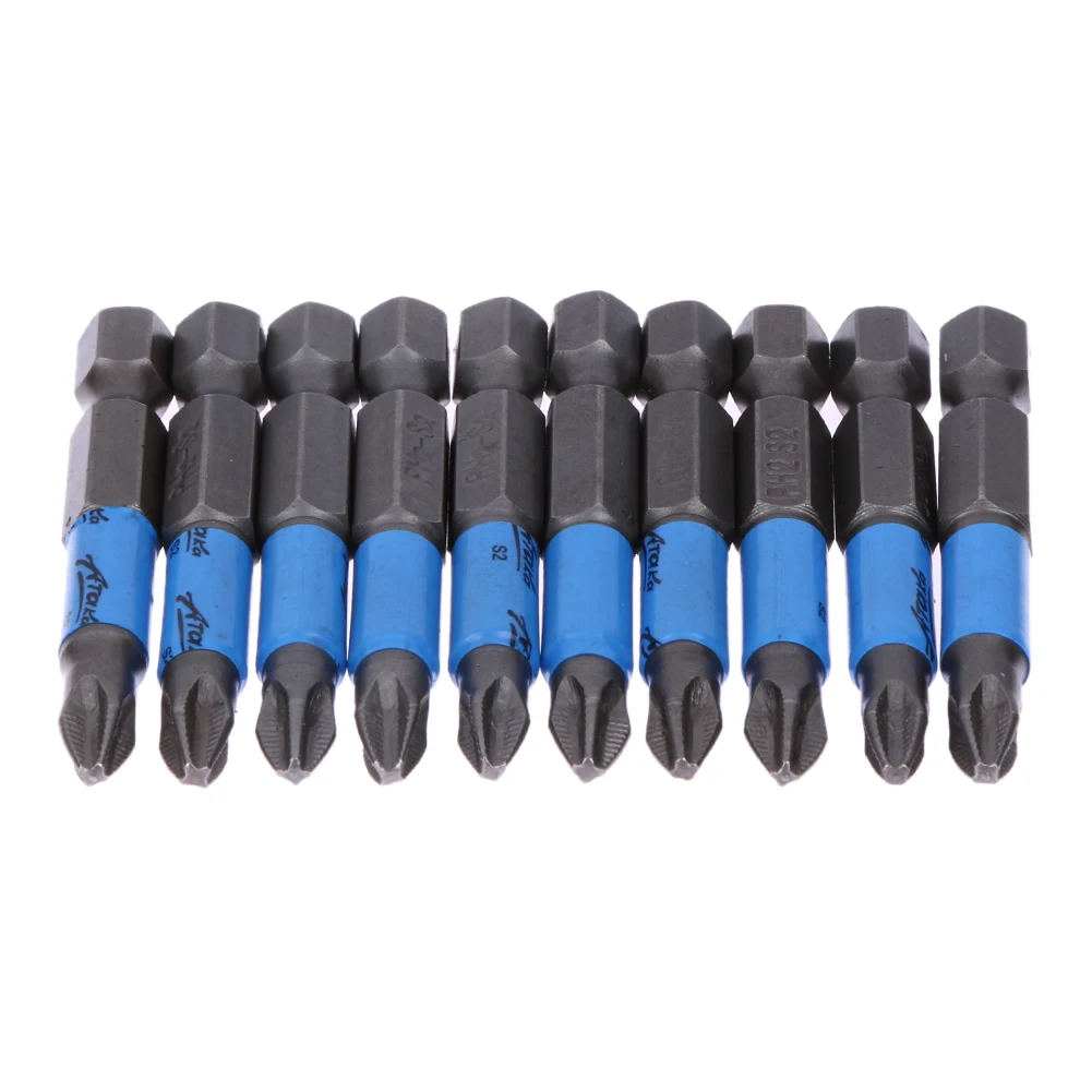 

10Pcs 50mm 1/4" Hex PH2 S2 Single Head Magnetic Slip Screwdriver Bits Non Anti Slip Long Reach Electric Screwdriver Bit