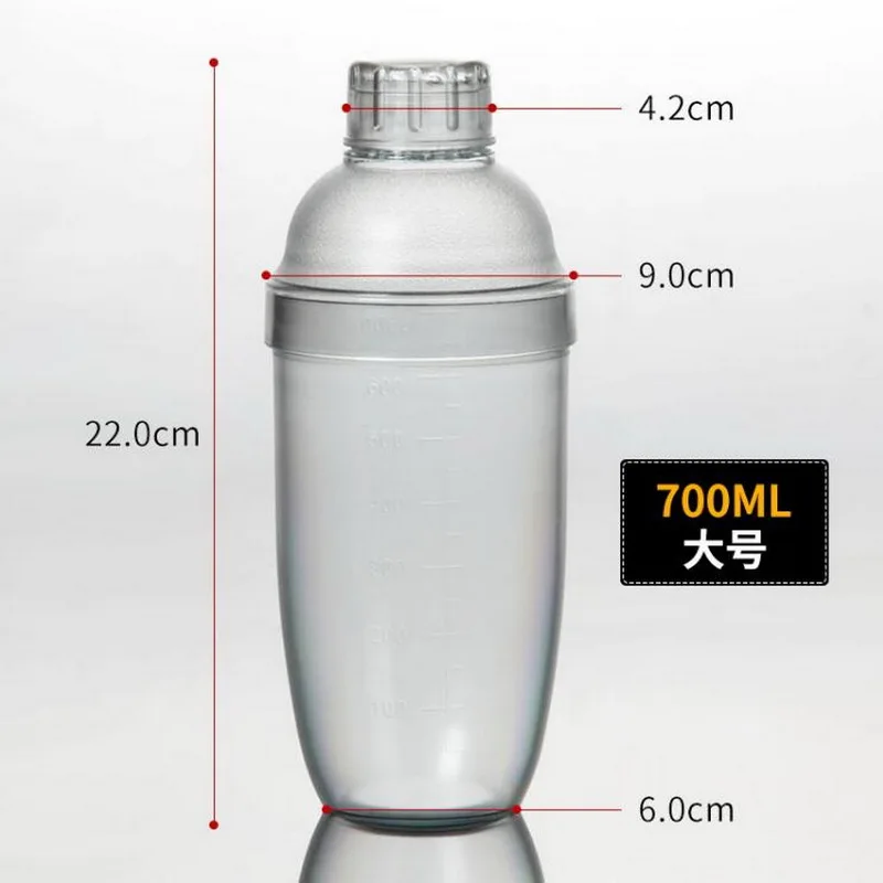 PC transparent anti-hot cocktail shaker bottles graduated ware plastic cocktail shaker